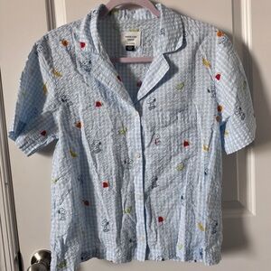 NWOT American Eagle Light Blue Lounge Shirt With Snoopy Print Size Medium